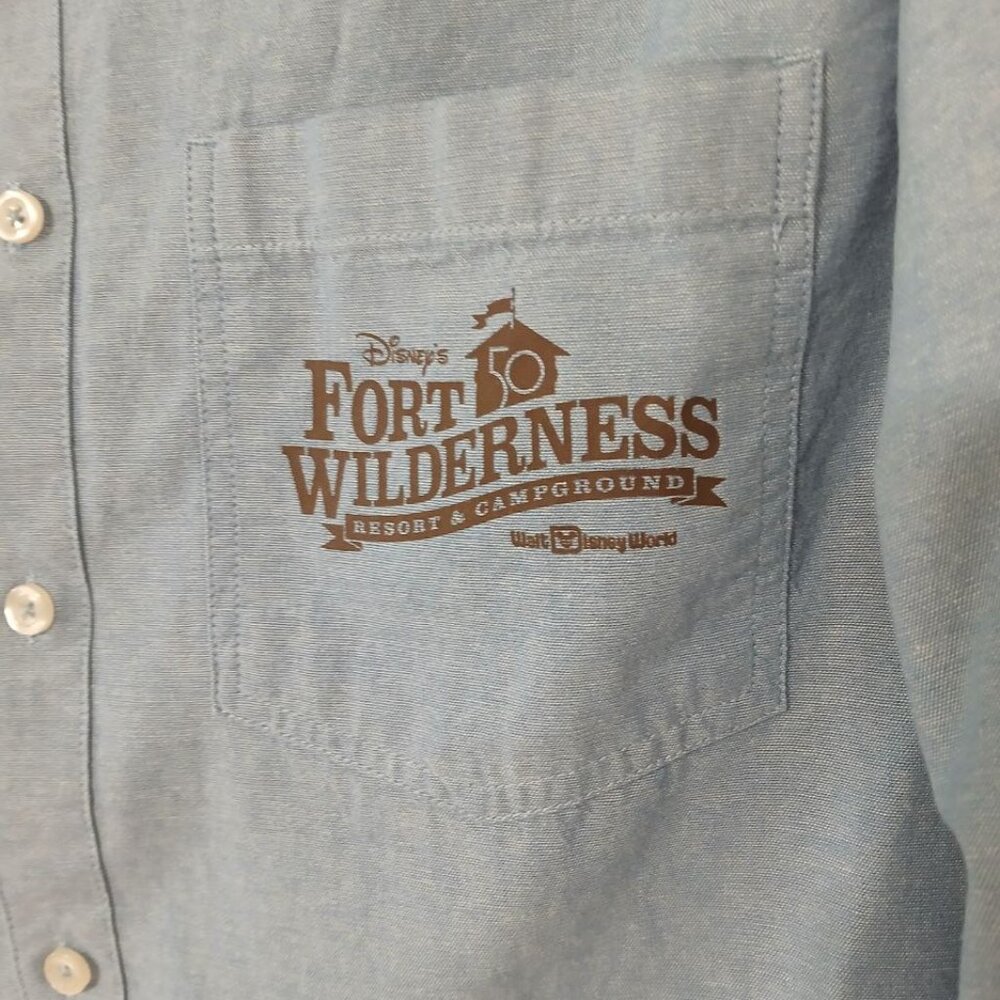Disney Fort Wilderness 50th Anniversary Chambray Shirt, 100% Cotton, Unisex - Picture 4 of 12